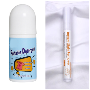 2 Psc - Instant Stain Remover Pen + 1 Psc Portable Detergent